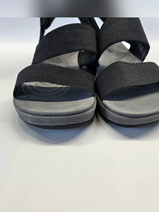 Clarks Sandals Arla Jacory Black Gray Comfort Strap Womens 8 Adjustable Open Toe - Picture 2 of 11